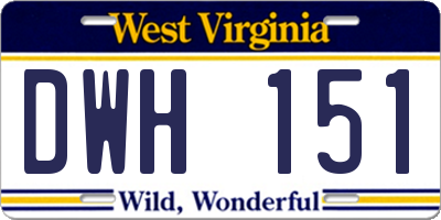 WV license plate DWH151