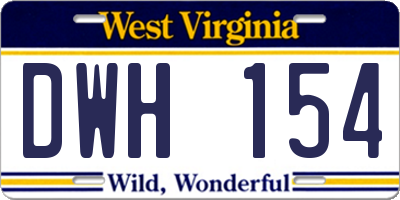 WV license plate DWH154