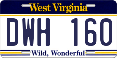 WV license plate DWH160