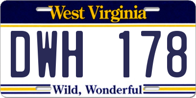 WV license plate DWH178