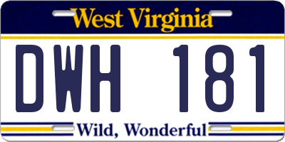 WV license plate DWH181