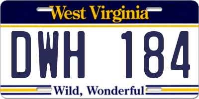 WV license plate DWH184