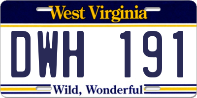 WV license plate DWH191