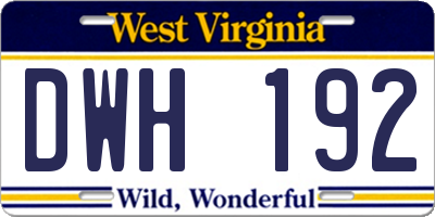 WV license plate DWH192