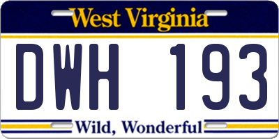 WV license plate DWH193