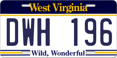WV license plate DWH196
