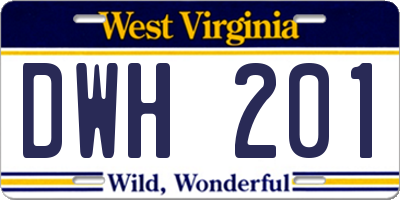 WV license plate DWH201