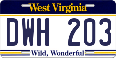 WV license plate DWH203