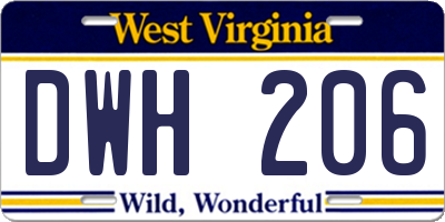WV license plate DWH206