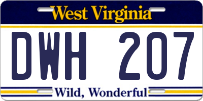 WV license plate DWH207