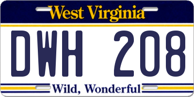 WV license plate DWH208