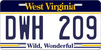 WV license plate DWH209