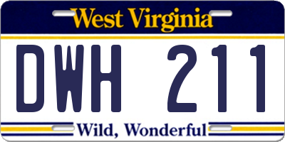 WV license plate DWH211