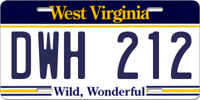 WV license plate DWH212