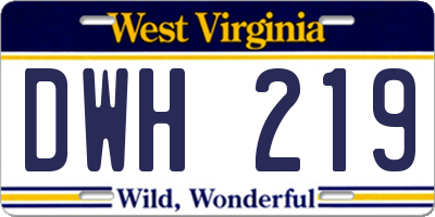 WV license plate DWH219