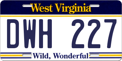 WV license plate DWH227