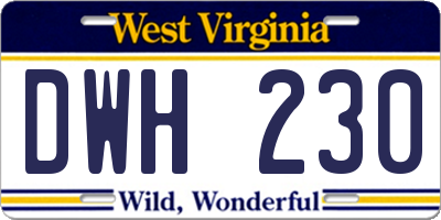 WV license plate DWH230