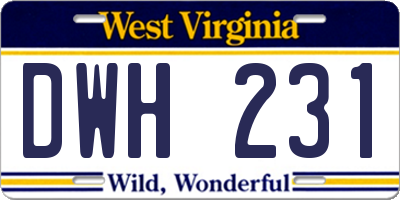 WV license plate DWH231