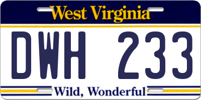 WV license plate DWH233