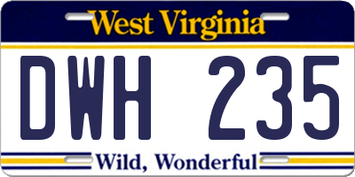 WV license plate DWH235