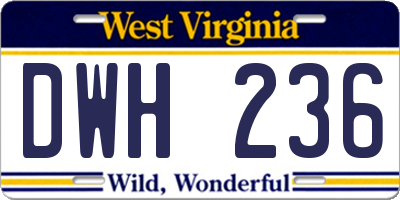 WV license plate DWH236