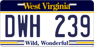 WV license plate DWH239