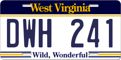 WV license plate DWH241