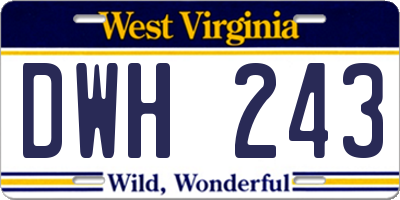 WV license plate DWH243