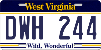 WV license plate DWH244