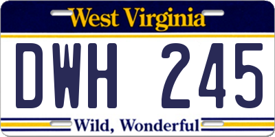WV license plate DWH245