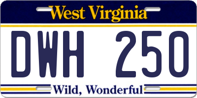WV license plate DWH250
