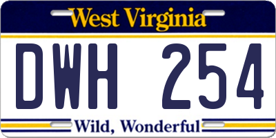 WV license plate DWH254