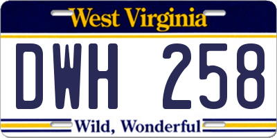WV license plate DWH258