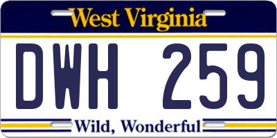 WV license plate DWH259