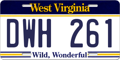 WV license plate DWH261