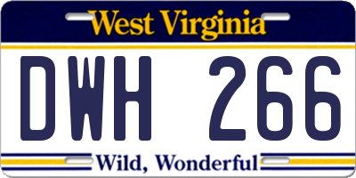 WV license plate DWH266