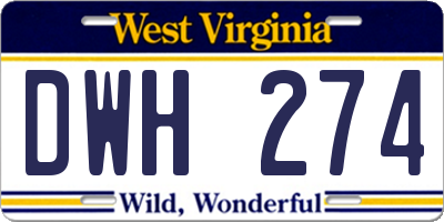 WV license plate DWH274
