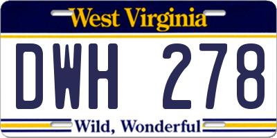 WV license plate DWH278