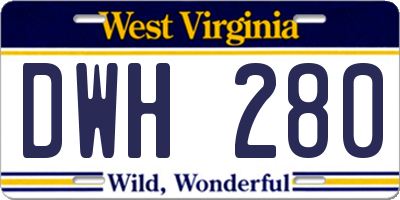 WV license plate DWH280