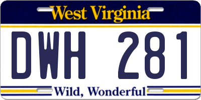 WV license plate DWH281