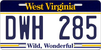 WV license plate DWH285