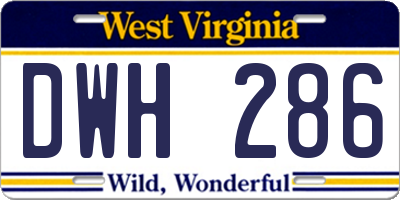 WV license plate DWH286