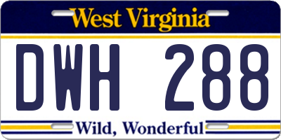WV license plate DWH288