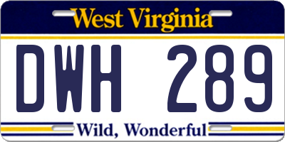 WV license plate DWH289
