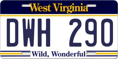 WV license plate DWH290