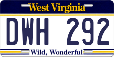 WV license plate DWH292