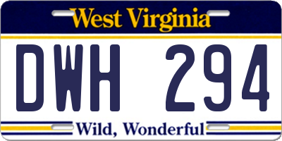WV license plate DWH294