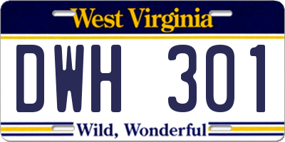 WV license plate DWH301