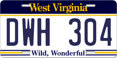 WV license plate DWH304
