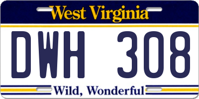 WV license plate DWH308